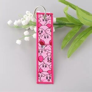 NEW! Cute Kirby double sided embroidered keychain, anime Nintendo, pink